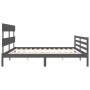 Gray solid wood bed frame with headboard 200x200 cm by vidaXL, Beds and slatted bases - Ref: Foro24-3195113, Price: 164,39 €,...