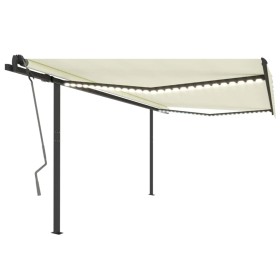 Manual retractable awning with cream LED 4x3.5 m by vidaXL, Awnings - Ref: Foro24-3070222, Price: 641,41 €, Discount: %