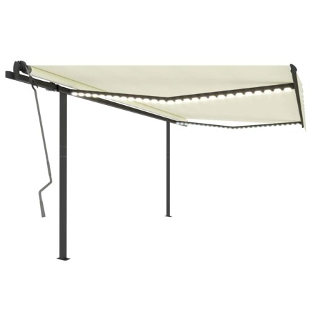 Toldo manual retráctil con LED crema 4x3,5 m de vidaXL, Toldos - Ref: Foro24-3070222, Precio: 641,41 €, Descuento: %