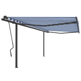 Toldo retráctil automático con postes azul y blanco 4x3,5 m de vidaXL, Toldos - Ref: Foro24-3070226, Precio: 637,17 €, Descue...