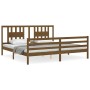 Estructura cama y cabecero madera maciza marrón miel 200x200 cm de vidaXL, Camas y somieres - Ref: Foro24-3194594, Precio: 16...