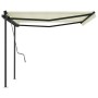 Toldo retráctil automático con postes crema 4x3,5 m de vidaXL, Toldos - Ref: Foro24-3070227, Precio: 637,92 €, Descuento: %