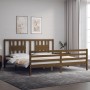 Honey brown solid wood bed frame and headboard 200x200 cm by vidaXL, Beds and slatted bases - Ref: Foro24-3194594, Price: 169...