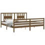 Estructura cama y cabecero madera maciza marrón miel 200x200 cm de vidaXL, Camas y somieres - Ref: Foro24-3194594, Precio: 16...