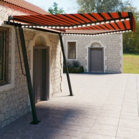 Toldo automático LED sensor de viento naranja y marrón 4x3 m de vidaXL, Toldos - Ref: Foro24-3070155, Precio: 731,99 €, Descu...