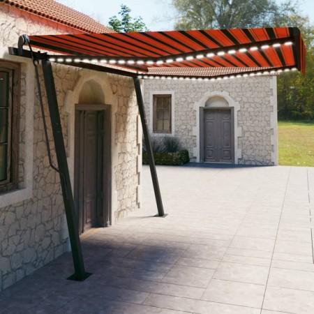 Toldo automático LED sensor de viento naranja y marrón 4x3 m de vidaXL, Toldos - Ref: Foro24-3070155, Precio: 746,36 €, Descu...