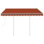 Toldo retráctil automático con postes naranja y marrón 3x2,5 m de vidaXL, Toldos - Ref: Foro24-3069910, Precio: 468,42 €, Des...