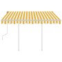 Manual retractable awning with yellow and white poles 3.5x2.5 m by vidaXL, Awnings - Ref: Foro24-3069918, Price: 464,34 €, Di...