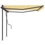 Toldo retráctil automático con postes amarillo blanco 4,5x3,5m de vidaXL, Toldos - Ref: Foro24-3070248, Precio: 684,03 €, Des...