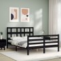 Estructura de cama con cabecero madera maciza negro 140x190 cm de vidaXL, Camas y somieres - Ref: Foro24-3194815, Precio: 169...