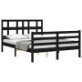 Estructura de cama con cabecero madera maciza negro 140x190 cm de vidaXL, Camas y somieres - Ref: Foro24-3194815, Precio: 169...