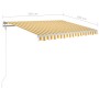 Toldo retráctil automático con postes amarillo blanco 3,5x2,5 m de vidaXL, Toldos - Ref: Foro24-3069928, Precio: 444,87 €, De...