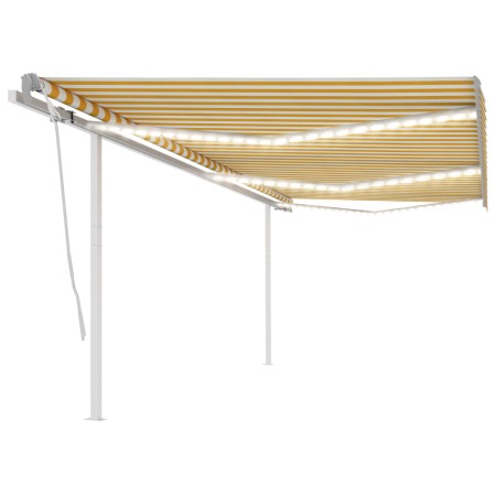 Toldo manual retráctil con LED amarillo y blanco 6x3,5 m de vidaXL, Toldos - Ref: Foro24-3070083, Precio: 740,30 €, Descuento: %