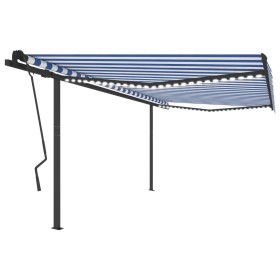 Toldo automático con LED sensor de viento azul blanco 4,5x3,5 m de vidaXL, Toldos - Ref: Foro24-3070251, Precio: 802,99 €, De...