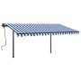 Toldo automático con LED sensor de viento azul blanco 4,5x3,5 m de vidaXL, Toldos - Ref: Foro24-3070251, Precio: 796,76 €, De...