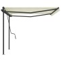 Toldo retráctil automático con postes color crema 4,5x3,5m de vidaXL, Toldos - Ref: Foro24-3070247, Precio: 702,99 €, Descuen...