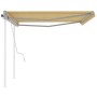 Manual retractable awning with yellow and white poles 4.5x3 m by vidaXL, Awnings - Ref: Foro24-3069958, Price: 469,61 €, Disc...