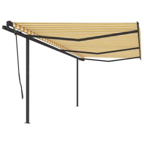 Automatic retractable awning with yellow and white poles 6x3.5 m by vidaXL, Awnings - Ref: Foro24-3070288, Price: 870,99 €, D...