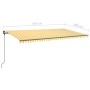 Toldo retráctil automático con postes amarillo y blanco 6x3,5 m de vidaXL, Toldos - Ref: Foro24-3070288, Precio: 847,87 €, De...