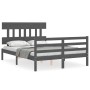 Gray solid wood bed frame with headboard 140x190 cm by vidaXL, Beds and slatted bases - Ref: Foro24-3195138, Price: 156,63 €,...