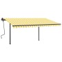 Retractable manual awning with yellow and white poles, 4x3.5 m. by vidaXL, Awnings - Ref: Foro24-3070218, Price: 622,27 €, Di...