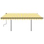 Retractable manual awning with yellow and white poles, 4x3.5 m. by vidaXL, Awnings - Ref: Foro24-3070218, Price: 622,27 €, Di...