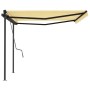 Retractable manual awning with yellow and white poles, 4x3.5 m. by vidaXL, Awnings - Ref: Foro24-3070218, Price: 622,27 €, Di...