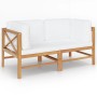 2-seater garden bench with cream cushions in solid teak wood by vidaXL, garden benches - Ref: Foro24-3068854, Price: 309,31 €...