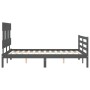 Gray solid wood bed frame with headboard 140x190 cm by vidaXL, Beds and slatted bases - Ref: Foro24-3195138, Price: 156,63 €,...