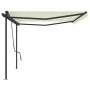 Toldo retráctil automático con postes crema 5x3,5 m de vidaXL, Toldos - Ref: Foro24-3070267, Precio: 744,89 €, Descuento: %