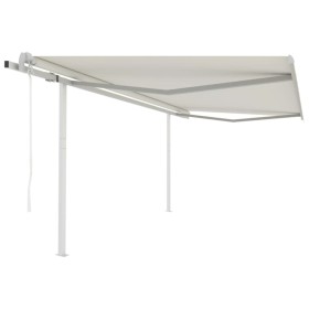 Automatic retractable awning with cream posts 4.5x3 m by vidaXL, Awnings - Ref: Foro24-3069967, Price: 476,78 €, Discount: %