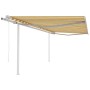 Toldo retráctil automático con postes amarillo y blanco 4x3 m de vidaXL, Toldos - Ref: Foro24-3069948, Precio: 746,84 €, Desc...