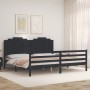 Bed frame with black solid wood headboard 200x200 cm by vidaXL, Beds and slatted bases - Ref: Foro24-3194205, Price: 191,95 €...