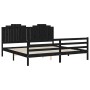 Bed frame with black solid wood headboard 200x200 cm by vidaXL, Beds and slatted bases - Ref: Foro24-3194205, Price: 191,95 €...