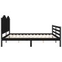 Bed frame with black solid wood headboard 200x200 cm by vidaXL, Beds and slatted bases - Ref: Foro24-3194205, Price: 191,95 €...