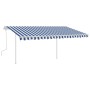 Toldo manual retráctil con postes azul y blanco 4x3,5 m de vidaXL, Toldos - Ref: Foro24-3070016, Precio: 451,54 €, Descuento: %