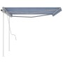 Toldo manual retráctil con postes azul y blanco 4x3,5 m de vidaXL, Toldos - Ref: Foro24-3070016, Precio: 451,54 €, Descuento: %