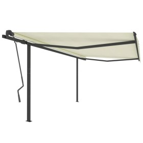 Manual retractable awning with cream poles 4x3.5 m by vidaXL, Awnings - Ref: Foro24-3070217, Price: 623,56 €, Discount: %