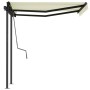 Toldo manual retráctil con postes crema 3x2,5 m de vidaXL, Toldos - Ref: Foro24-3070097, Precio: 294,31 €, Descuento: %