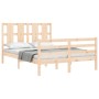 Bed frame with solid wood headboard 140x200 cm by vidaXL, Beds and slatted bases - Ref: Foro24-3194116, Price: 128,44 €, Disc...