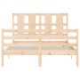 Bed frame with solid wood headboard 140x200 cm by vidaXL, Beds and slatted bases - Ref: Foro24-3194116, Price: 128,44 €, Disc...