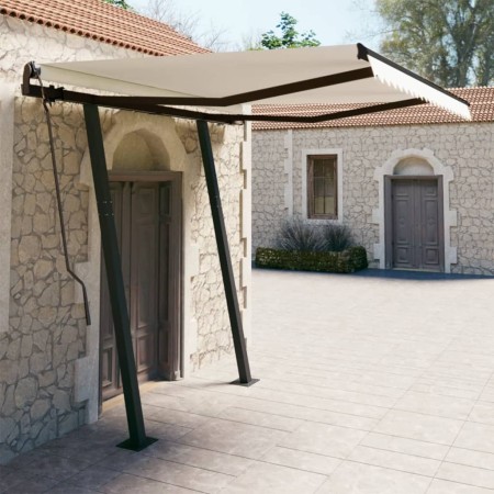 Automatic retractable awning with cream poles 3.5x2.5 m by vidaXL, Awnings - Ref: Foro24-3070127, Price: 490,84 €, Discount: %