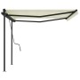 Manual retractable awning with cream poles 4x3 m by vidaXL, Awnings - Ref: Foro24-3070137, Price: 552,98 €, Discount: %