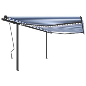 Toldo manual retráctil con LED azul y blanco 4x3,5 m de vidaXL, Toldos - Ref: Foro24-3070221, Precio: 640,77 €, Descuento: %