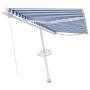 Toldo de pie retráctil manual azul y blanco 400x300 cm de vidaXL, Toldos - Ref: Foro24-3069536, Precio: 570,27 €, Descuento: %