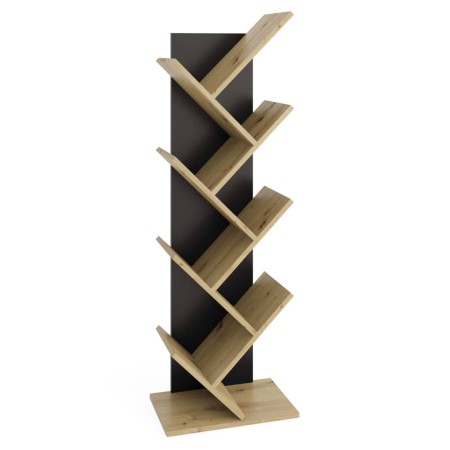 FMD Geometric freestanding shelf in oak and black color by FMD, Bookcases and shelves - Ref: Foro24-436997, Price: 131,60 €, ...