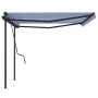 Automatic retractable awning with blue and white poles 4.5x3.5m by vidaXL, Awnings - Ref: Foro24-3070246, Price: 687,23 €, Di...