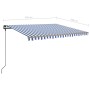 Automatic retractable awning with blue and white poles 4.5x3.5m by vidaXL, Awnings - Ref: Foro24-3070246, Price: 687,23 €, Di...