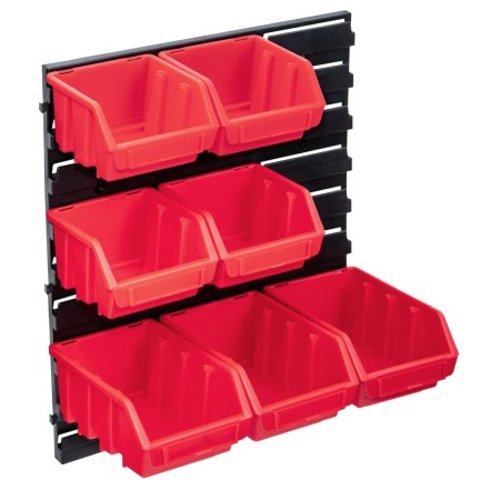 Kit de cajas de almacenaje 8 pzas panel de pared rojo negro de vidaXL, Armarios para herramientas - Ref: Foro24-150817, Preci...