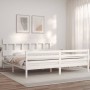 Estructura de cama con cabecero madera maciza blanco 200x200 cm de vidaXL, Camas y somieres - Ref: Foro24-3195177, Precio: 15...